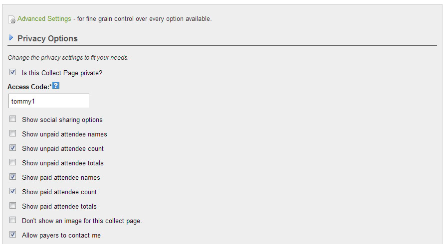 Bachelor Party Advanced Settings